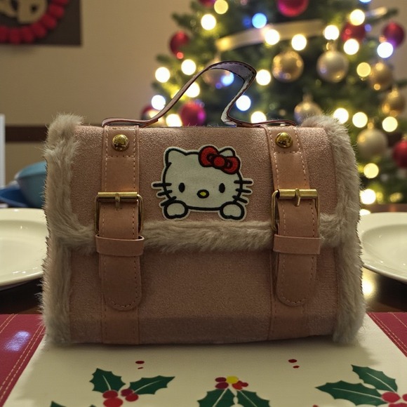 Other - Hello Kitty Pink‎ Faux Fur Trimmed Handbag Purse